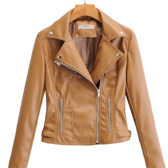 black moto biker zipper pocket jacket classic glam - Picture 5 of 10